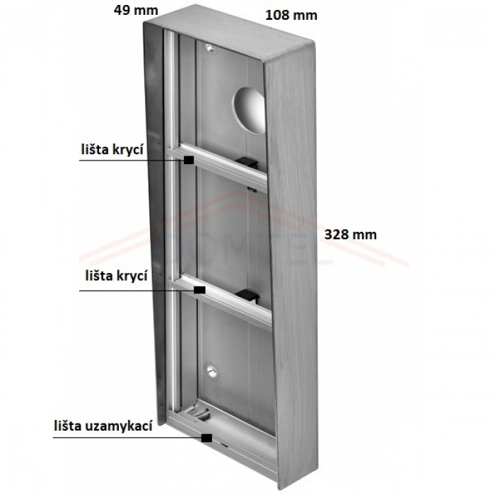 Krabice montážní nad omítku se stříškou GARANT tři moduly vertikální hliníkový profil