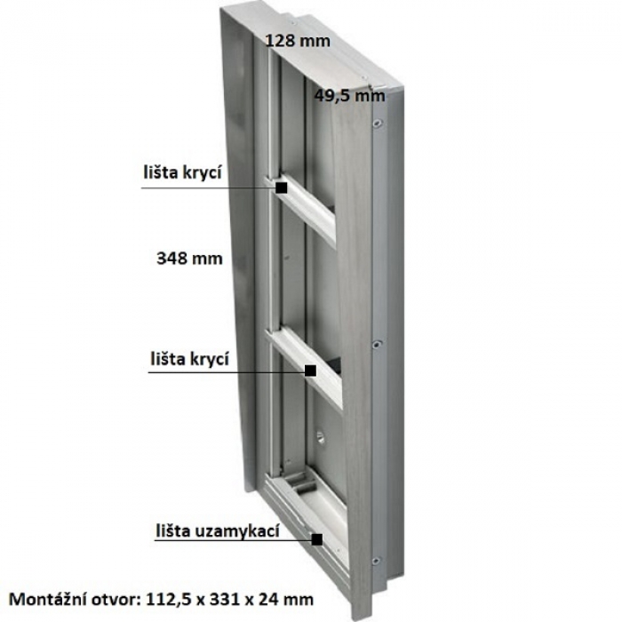Krabice montážní pod omítku se stříškou GARANT tři moduly vertikální hliníkový profil
