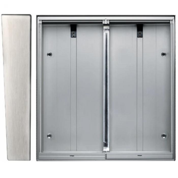 Krabice montážní nad omítku se stříškou GARANT čtyři moduly jmenovník vertikální hliníkový profil