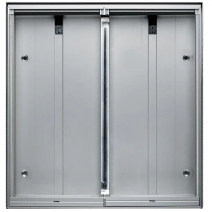 Krabice montážní nad omítku se stříškou GARANT čtyři moduly jmenovník vertikální hliníkový profil