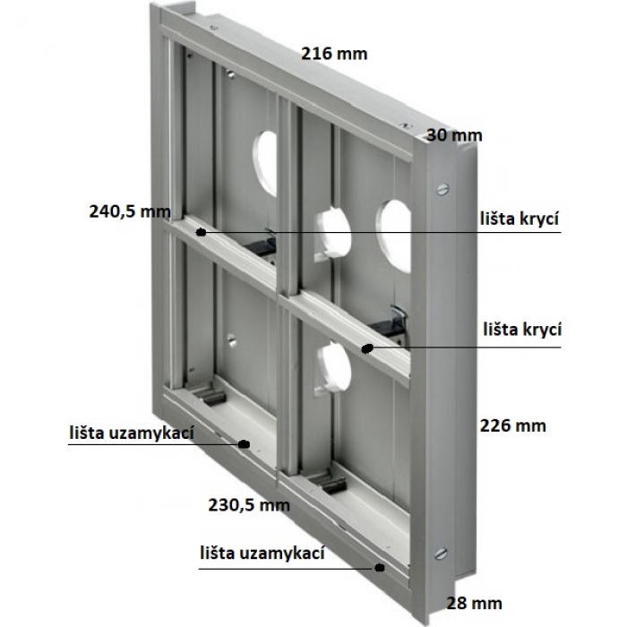 Krabice montážní pod omítku GARANT čtyři moduly hliníkový profil