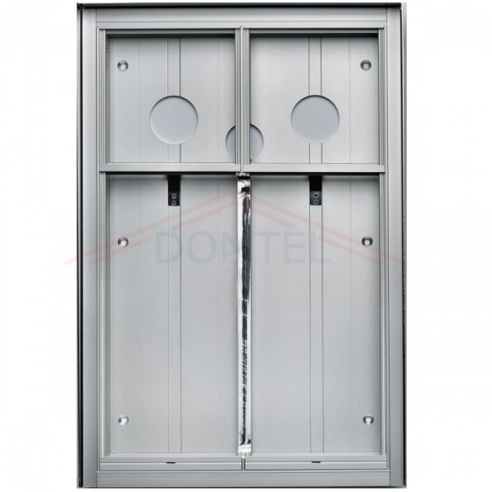 Krabice montážní pod omítku se stříškou GARANT dva moduly a čtyřmodulový jmenovník vertikální hliníkový profil