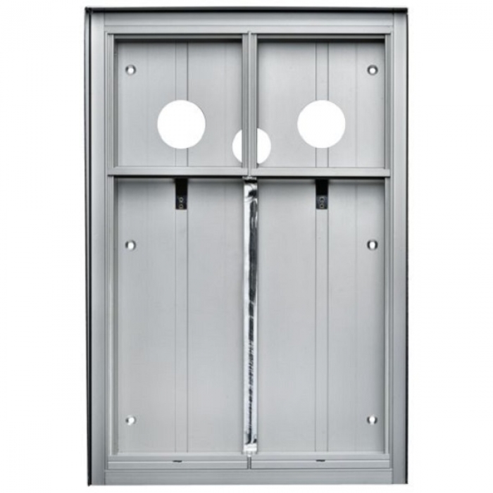 Krabice montážní pod omítku se stříškou GARANT dva moduly a čtyřmodulový jmenovník vertikální hliníkový profil