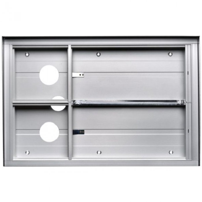 Krabice montážní pod omítku se stříškou GARANT dva moduly a čtyřmodulový jmenovník horizontální hliníkový profil