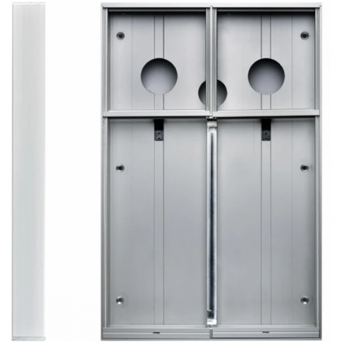 Krabice montážní nad omítku GARANT dva moduly a čtyřmodulový jmenovník hliníkový profil