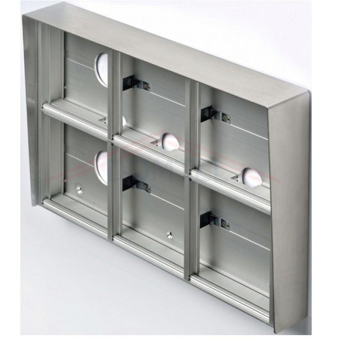 Krabice montážní nad omítku se stříškou GARANT šest modulů horizontální hliníkový profil