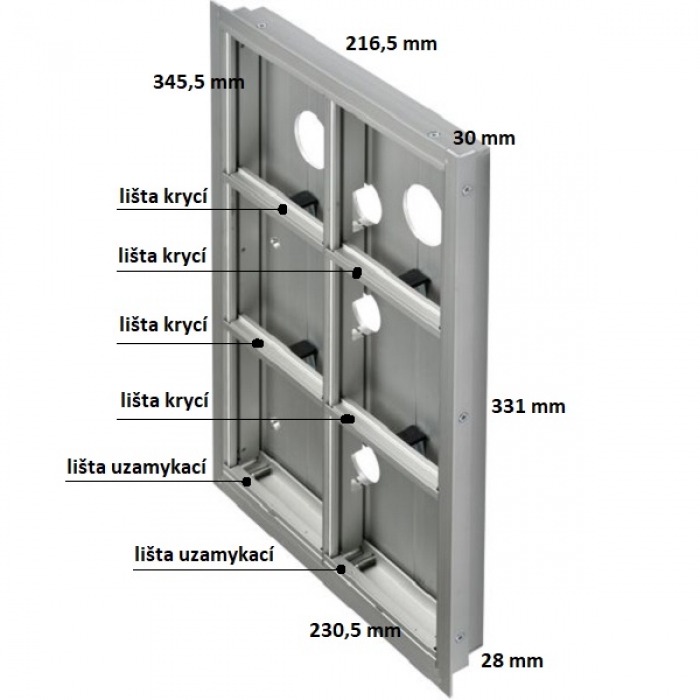 Krabice montážní pod omítku GARANT šest modulů hliníkový profil