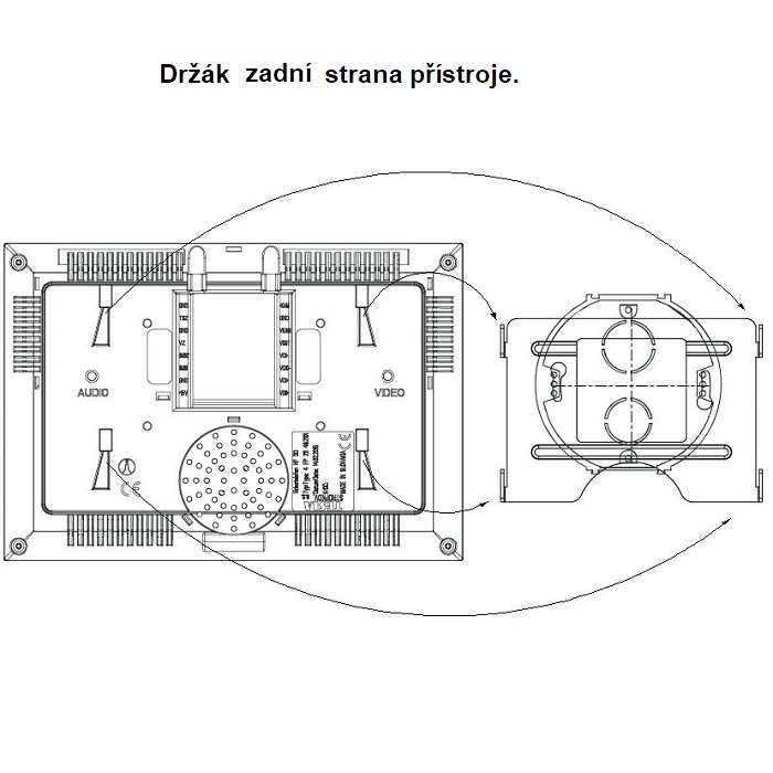 Domovní videotelefon DVT 46 TESLA VIDEO 7(10)" barevný LCD displej, interkom, paměť, barva černá