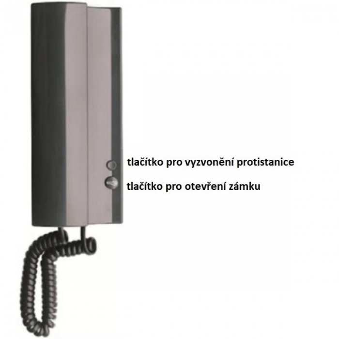 Domácí telefon DT02 ELEGANT TESLA 4+n vyzvánění elektronické, volba protistanice, barva tmavě šedá