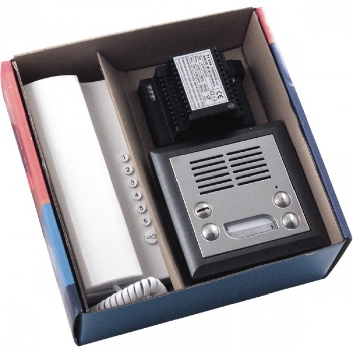 Domovní telefony TESLA 2-BUS sada elektrický vrátný nerez inox, domácí telefon, síťový napaječ