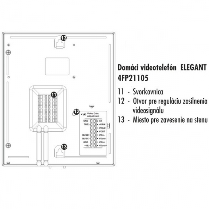 Domovní videotelefon DVT 05 ELEGANT TESLA VIDEO  3,5"barevný LCD displej, interkom, paměť SD karta, barva slonová kost