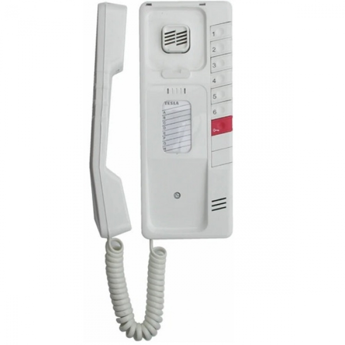 Domovní telefon DT83 TESLA 2-BUS interkom, regulace hlasitosti vyzvánění, barva bílá