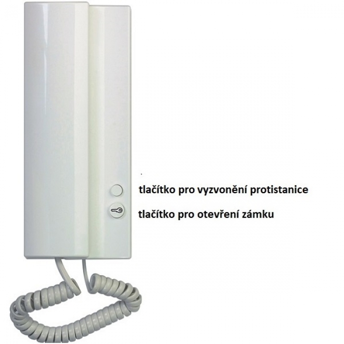 Domácí telefon DT02 ELEGANT TESLA 4+n vyzvánění elektronické, volba protistanice, barva bílá