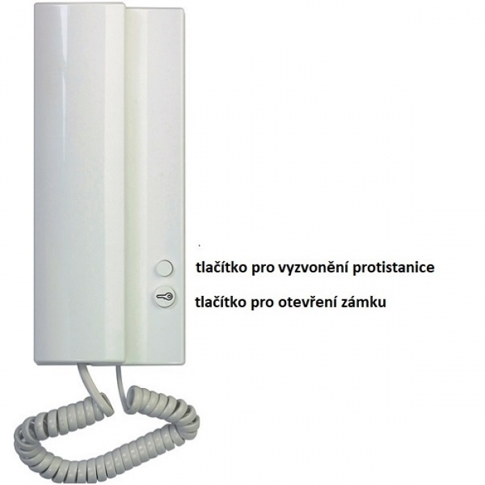 Domácí telefon DT02 ELEGANT TESLA 4+n vyzvánění elektronické sluchátko, piezo, volba protistanice, barva bílá