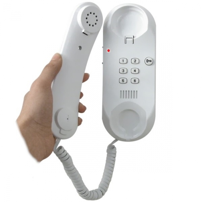 Domovní telefon DT23 ESO TESLA 2-BUS interkom, regulace hlasitosti vyzvánění a hovoru, signalizační LED, barva bílá