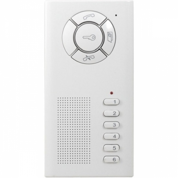 Domovní telefon DT 42 TESLA 2-BUS interkom, regulace hlasitosti vyzvánění a hovoru, signalizační LED, barva bílá