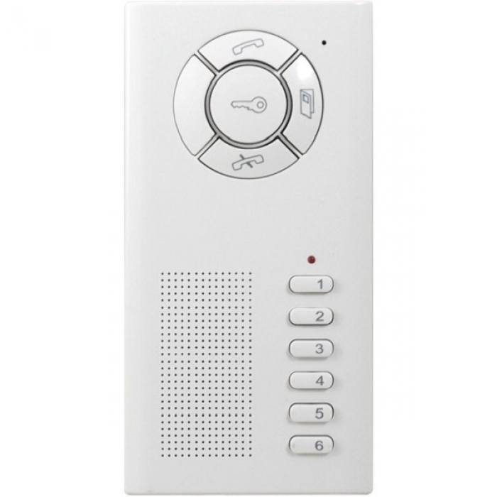 Domovní telefon DT 42 TESLA 2-BUS interkom, regulace hlasitosti vyzvánění a hovoru, signalizační LED, barva bílá