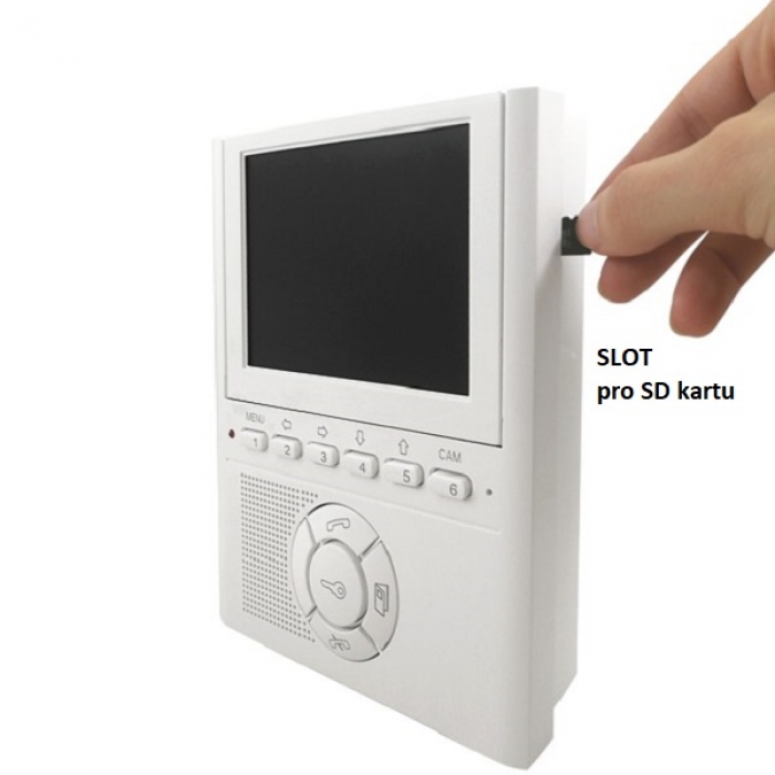 Domovní videotelefon DVT 45 TESLA VIDEO 5" barevný LCD displej, interkom, paměť SD karta, barva bílá