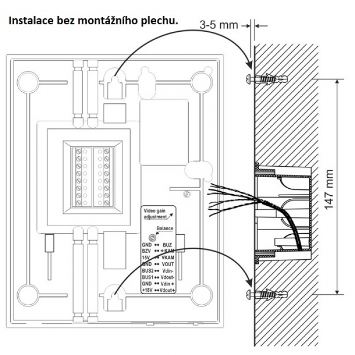 Domovní videotelefon DVT 45 TESLA VIDEO 5" barevný LCD displej, interkom, paměť SD karta, barva bílá