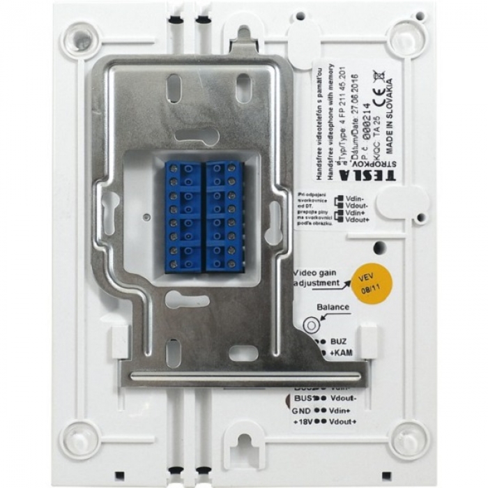 Domovní videotelefon DVT 45 TESLA VIDEO 5" barevný LCD displej, interkom, paměť SD karta, barva bílá