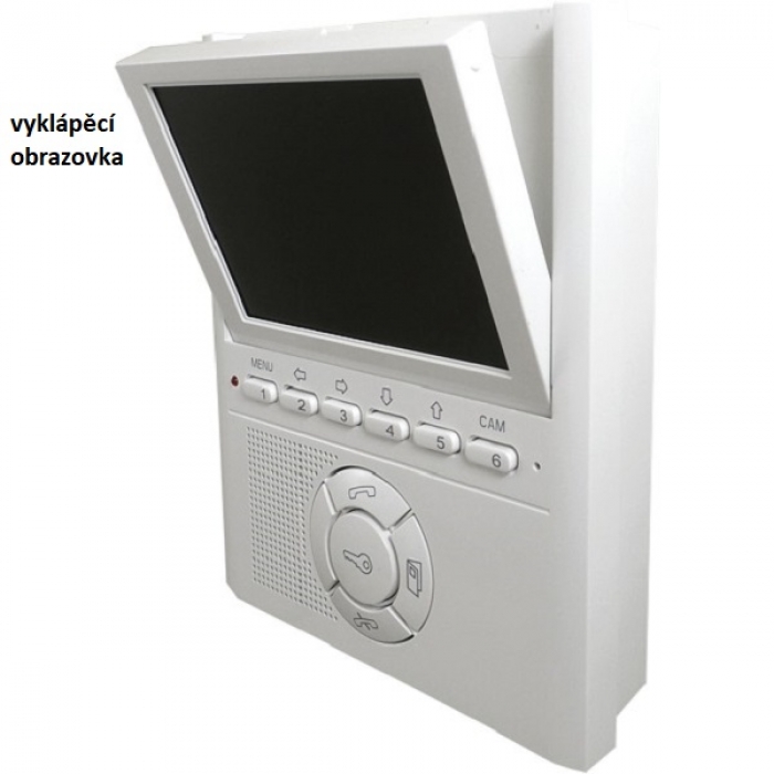 Domovní videotelefon DVT 45 TESLA VIDEO 5" barevný LCD displej, interkom, paměť SD karta, barva bílá