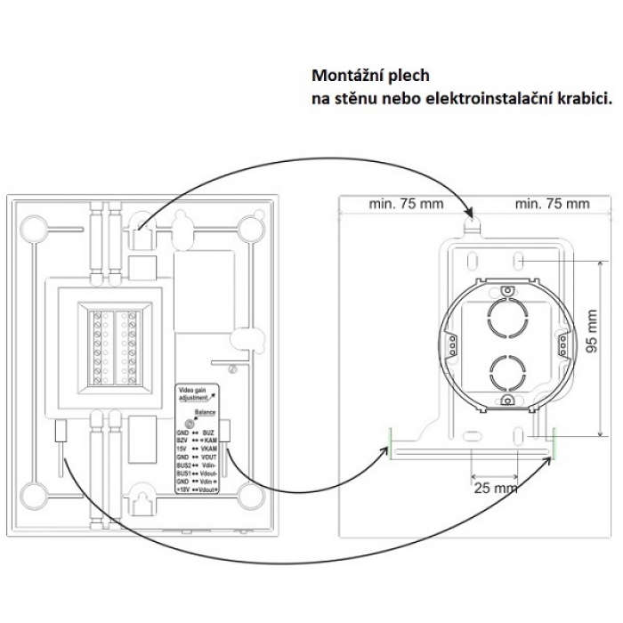 Domovní videotelefon DVT 45 TESLA VIDEO 5" barevný LCD displej, interkom, paměť SD karta, barva slonová kost