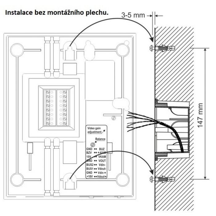 Domovní videotelefon DVT 45 TESLA VIDEO 5" barevný LCD displej, interkom, paměť SD karta, barva slonová kost