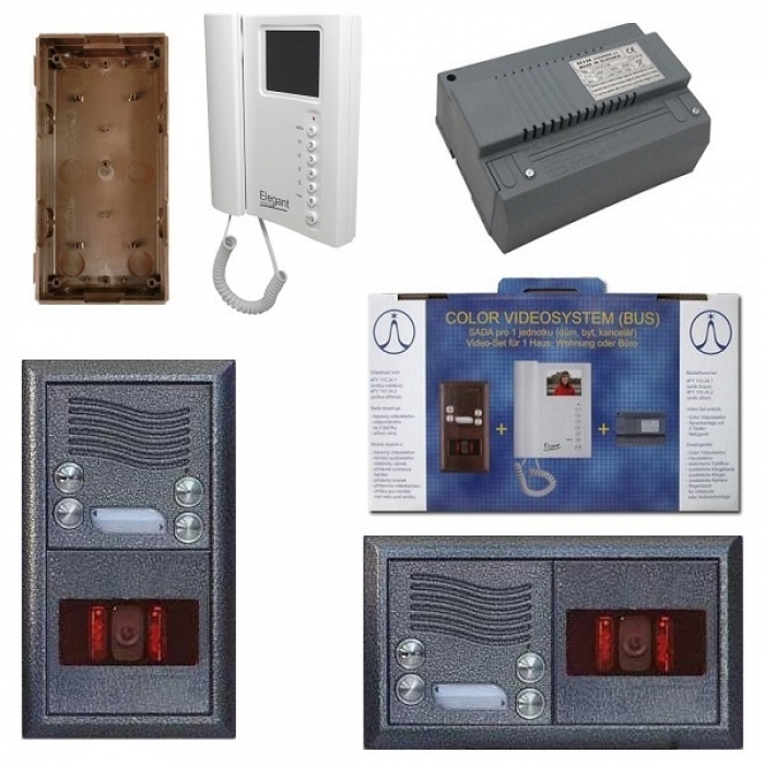 Domovní videotelefony TESLA sada videovrátný antika stříbrná, domácí videotelefon, síťový napaječ