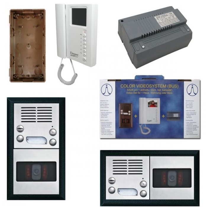 Domovní videotelefony TESLA sada videovrátný nerez inox, domácí videotelefon, síťový napaječ