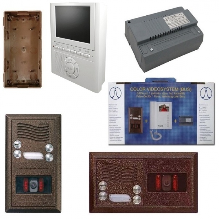 Domovní videotelefony TESLA sada videovrátný antika měděná, domácí videotelefon hands-free, síťový napaječ