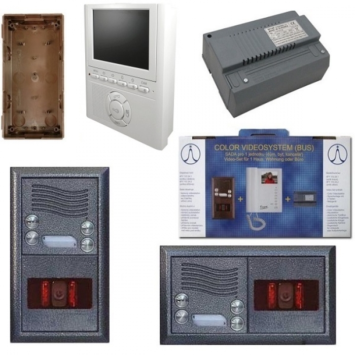 Domovní videotelefony TESLA sada videovrátný antika stříbrná, domácí videotelefon hahds-free, síťový napaječ