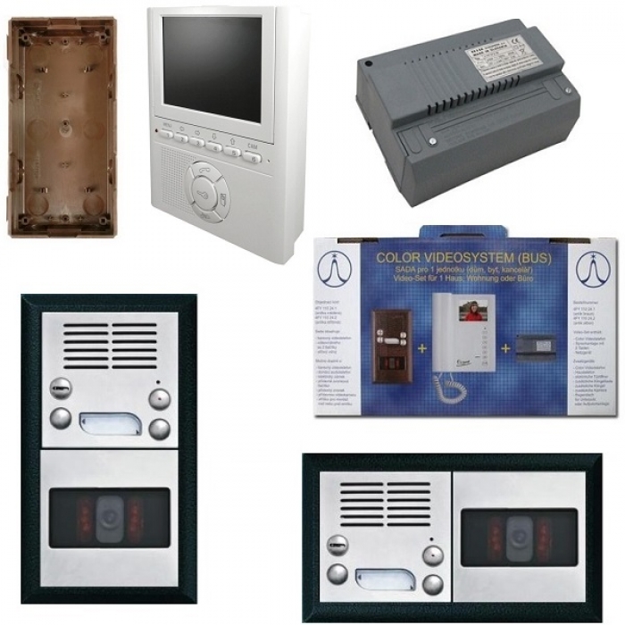 Domovní videotelefony TESLA sada videovrátný nerez inox, domácí videotelefon hands-free, síťový napaječ