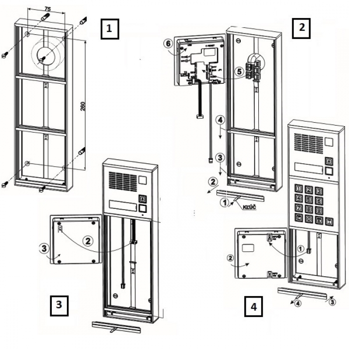 Krabice montážní pod omítku GARANT čtyři moduly jmenovník hliníkový profil
