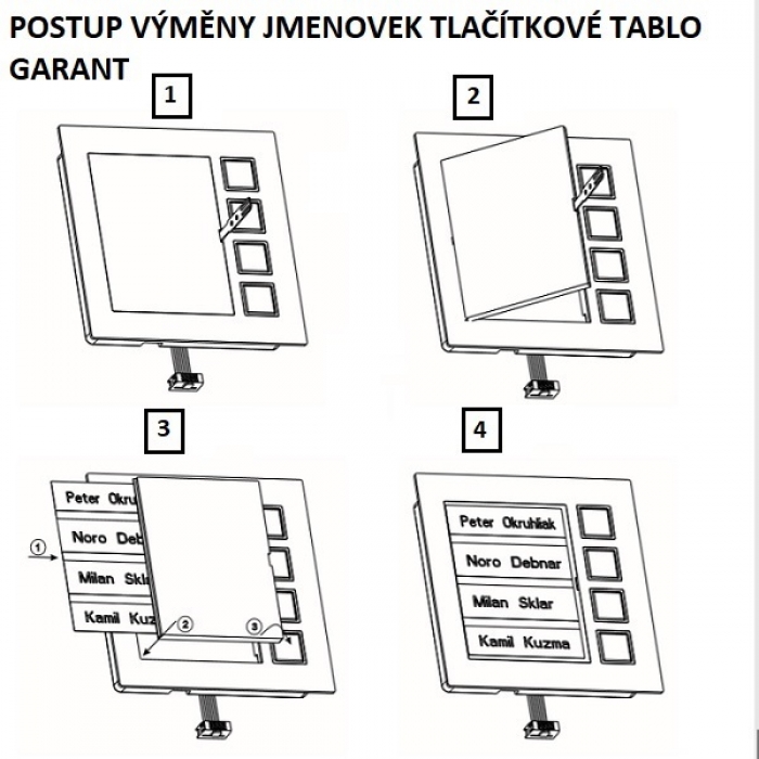 Jmenovník GARANT domácí telefony 2-BUS a videotelefony jeden modul barva nerez