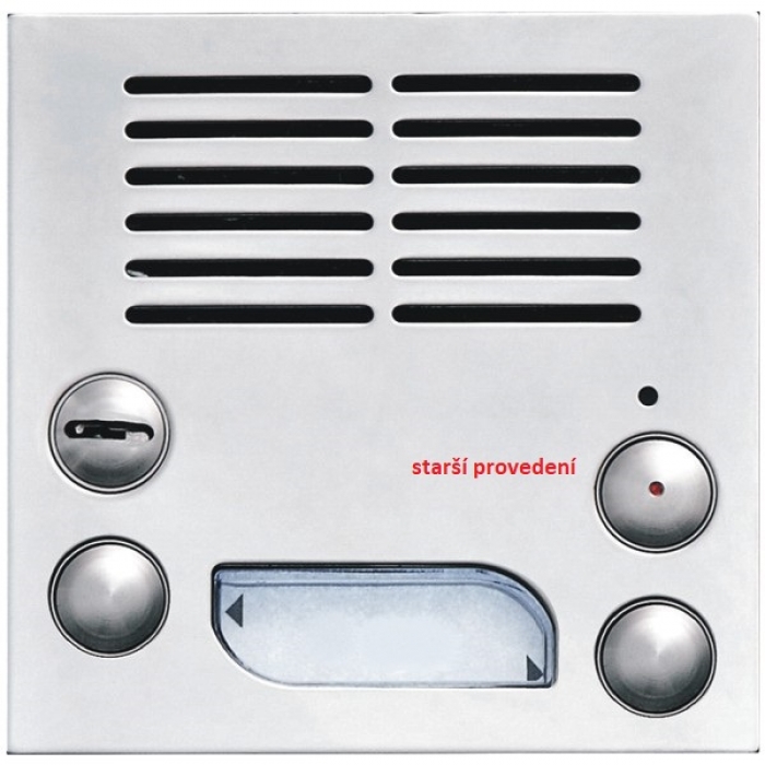 Elektrický vrátný hovorová jednotka domácí telefony TESLA 4+n dvě vyzváněcí tlačítka zámek barva nerez inox