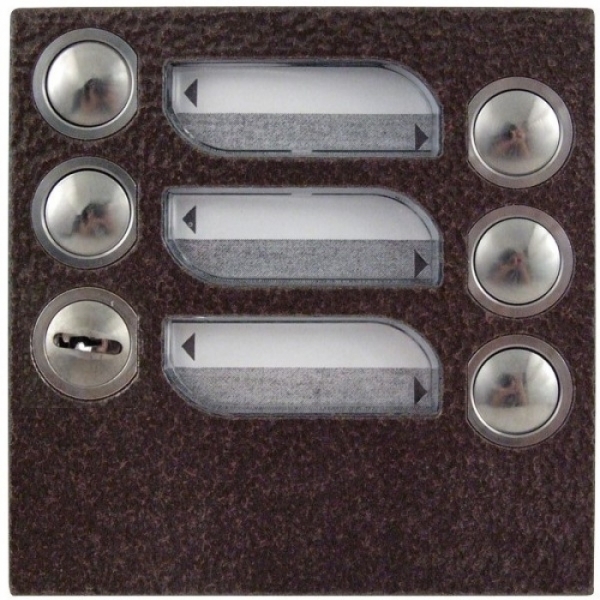 Tlačítka domácí telefony TESLA 4+n pět vyzváněcích tlačítek zámek barva antika měděná