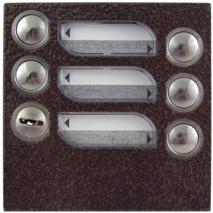 Tlačítka domácí telefony TESLA 4+n pět vyzváněcích tlačítek zámek barva antika měděná