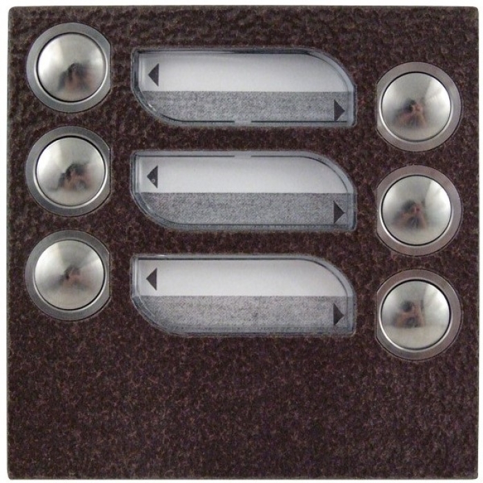 Tlačítka domácí telefony TESLA 4+n šest vyzváněcích tlačítek barva antika měděná