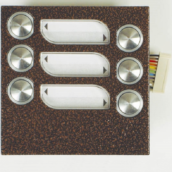 Tlačítka domácí telefony TESLA 4+n šest vyzváněcích tlačítek barva antika měděná