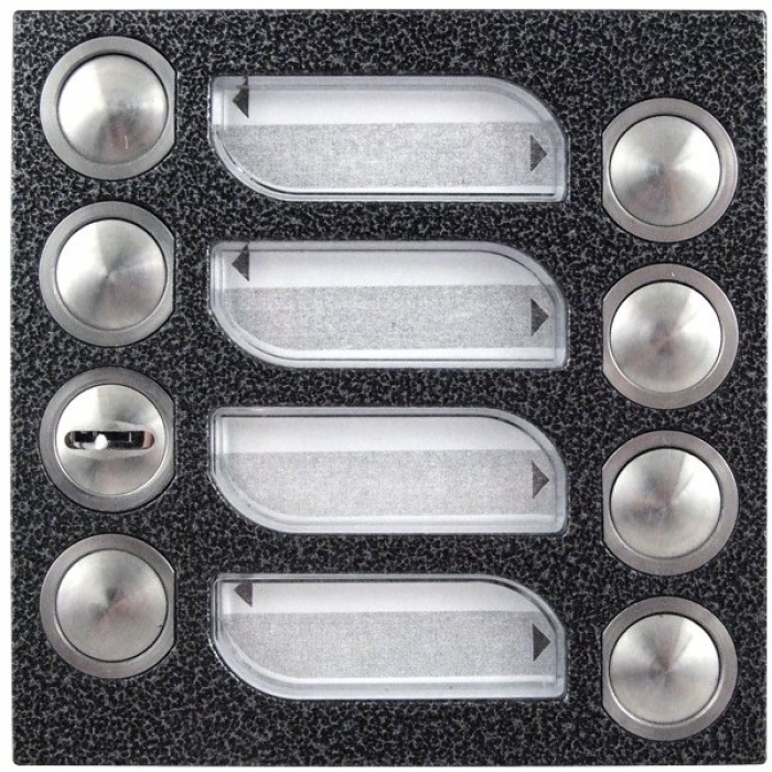 Tlačítka domácí telefony TESLA 4+n sedm vyzváněcích tlačítek zámek barva antika stříbrná