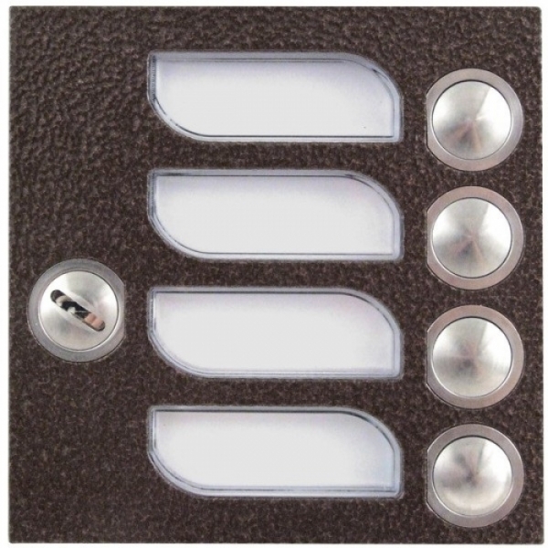 Tlačítka domácí telefony TESLA 4+n čtyři vyzváněcí tlačítka zámek barva antika měděná