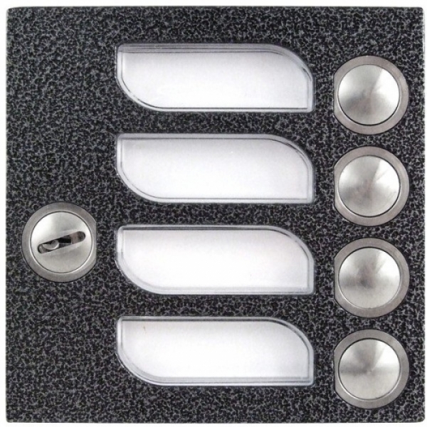 Tlačítka domácí telefony TESLA 4+n čtyři vyzváněcí tlačítka zámek barva antika stříbrná