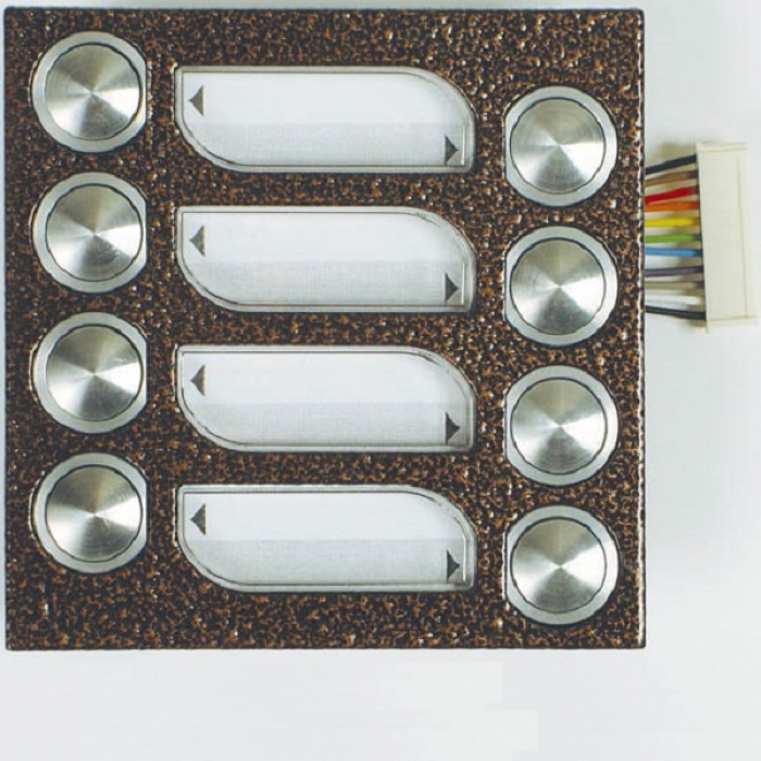 Tlačítka domácí telefony TESLA 4+n osm vyzváněcích tlačítek barva antika měděná