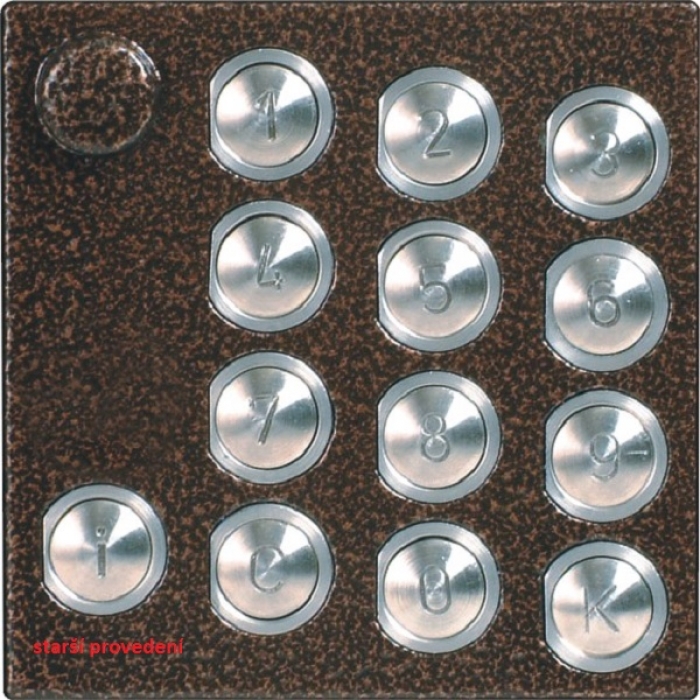 Číselnice tlačítková domácí telefony 2-BUS funkční a programovací tlačítka barva antika měděná