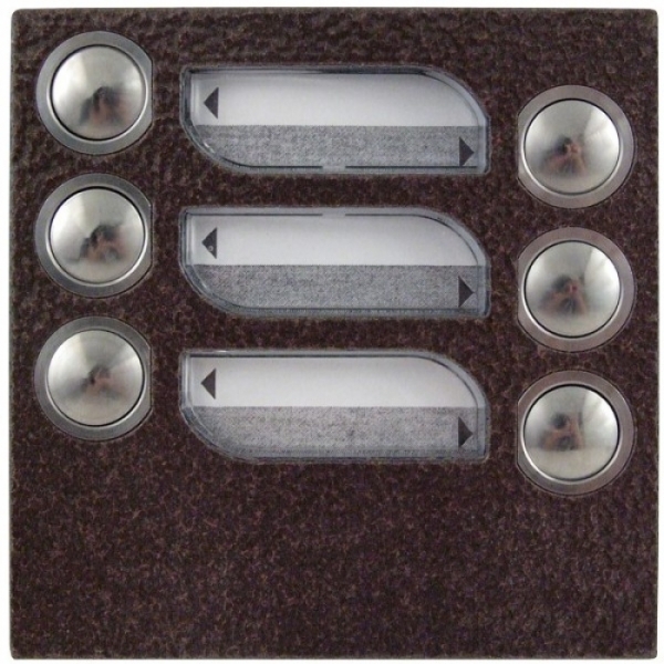 Tlačítka domácí telefony 2-BUS šest vyzváněcích tlačítek barva antika měděná