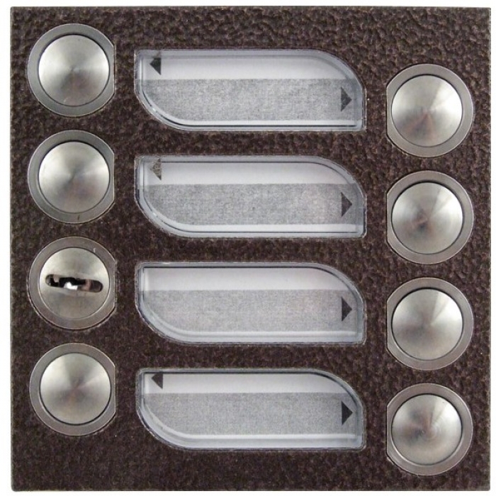 Tlačítka domácí telefony 2-BUS čtyři vyzváněcí tlačítka zámek barva antika měděná