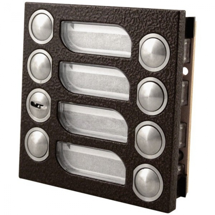 Tlačítka domácí telefony 2-BUS čtyři vyzváněcí tlačítka zámek barva antika měděná