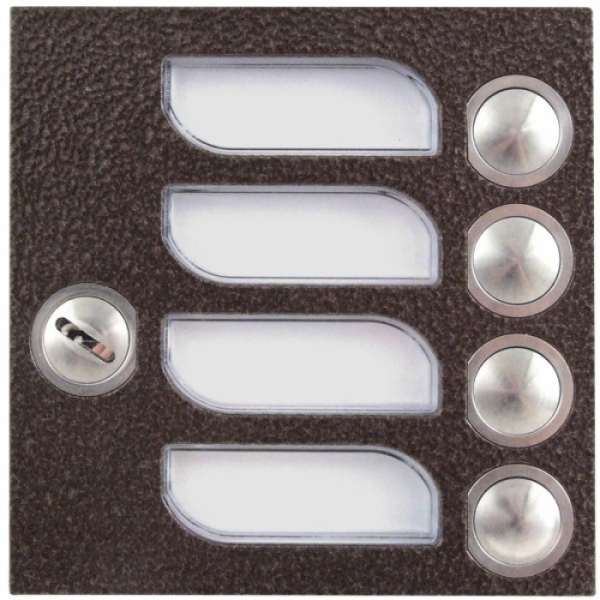 Tlačítka domácí telefony 2-BUS čtyři vyzváněcí tlačítka zámek barva antika měděná