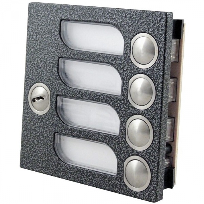 Tlačítka domácí telefony 2-BUS čtyři vyzváněcí tlačítka zámek barva antika stříbrná