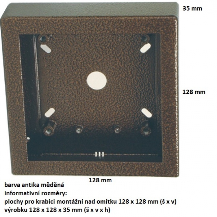 KARAT tlačítkové tablo 2-BUS 2 tlačítka krabice montážní nad omítku antika měděná